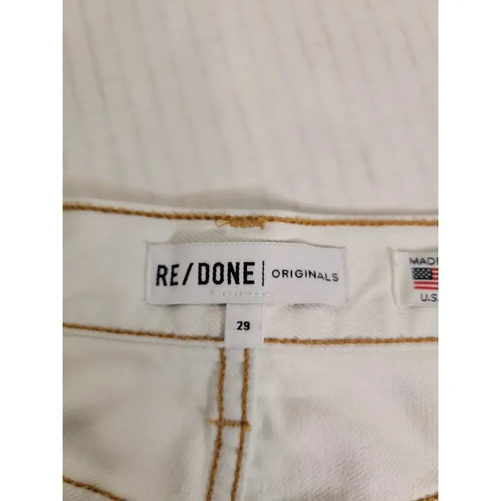 Re/Done X Originals The Long Denim Shorts SZ 29 Cotton Distressed Light Jorts